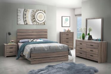 Brantford Barrel Oak Queen Panel 5 Piece Bedroom Set