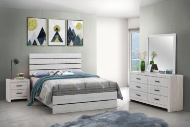 Brantford Coastal White King Panel 4 Piece Bedroom Set