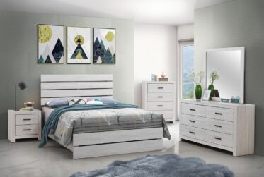 Brantford Coastal White King Panel 5 Piece Bedroom Set