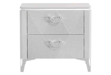 Cassia White High Gloss 2-Drawer Nightstand
