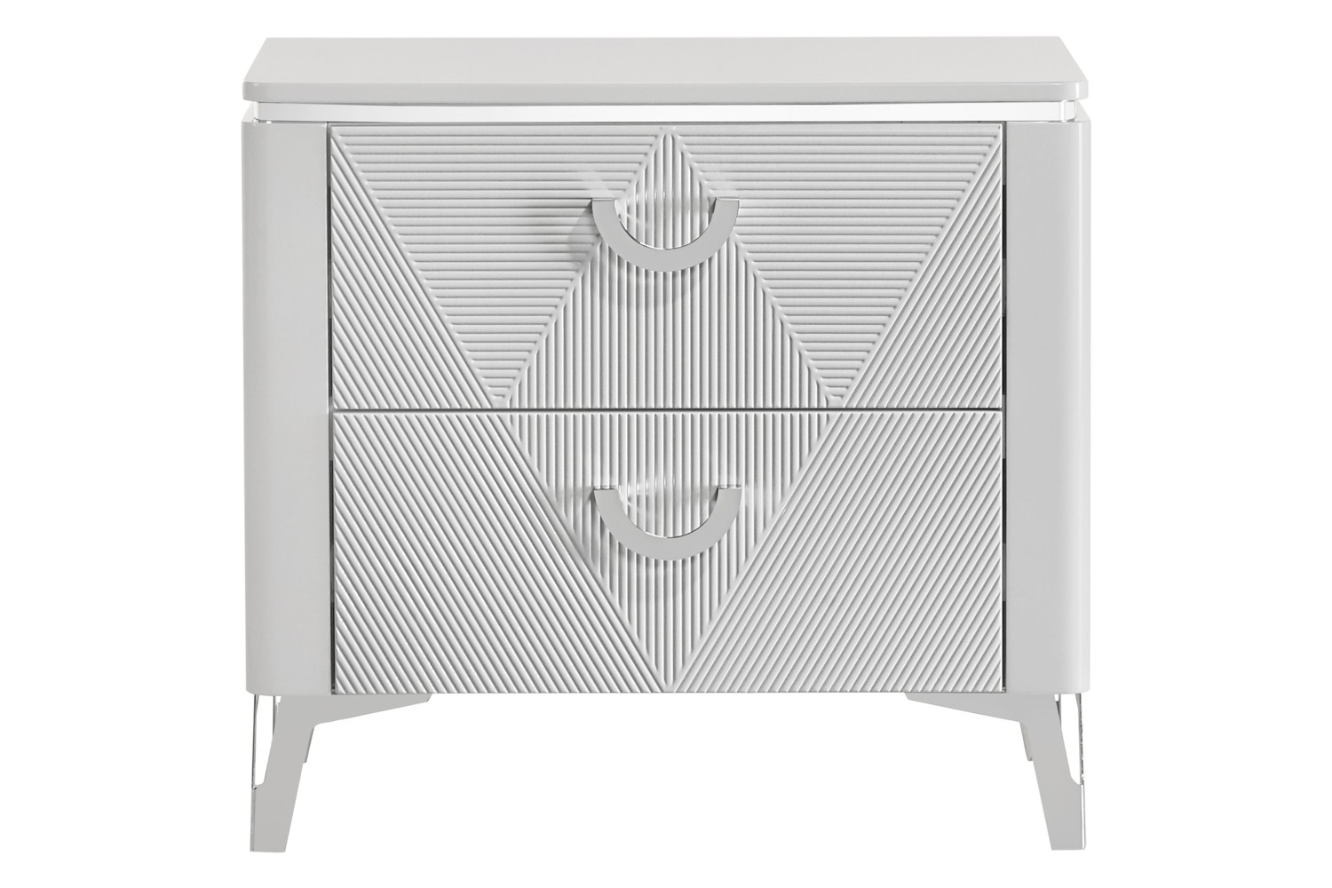 Cassia White High Gloss 2-Drawer Nightstand