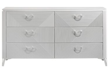 Cassia White High Gloss 6-Drawer Dresser