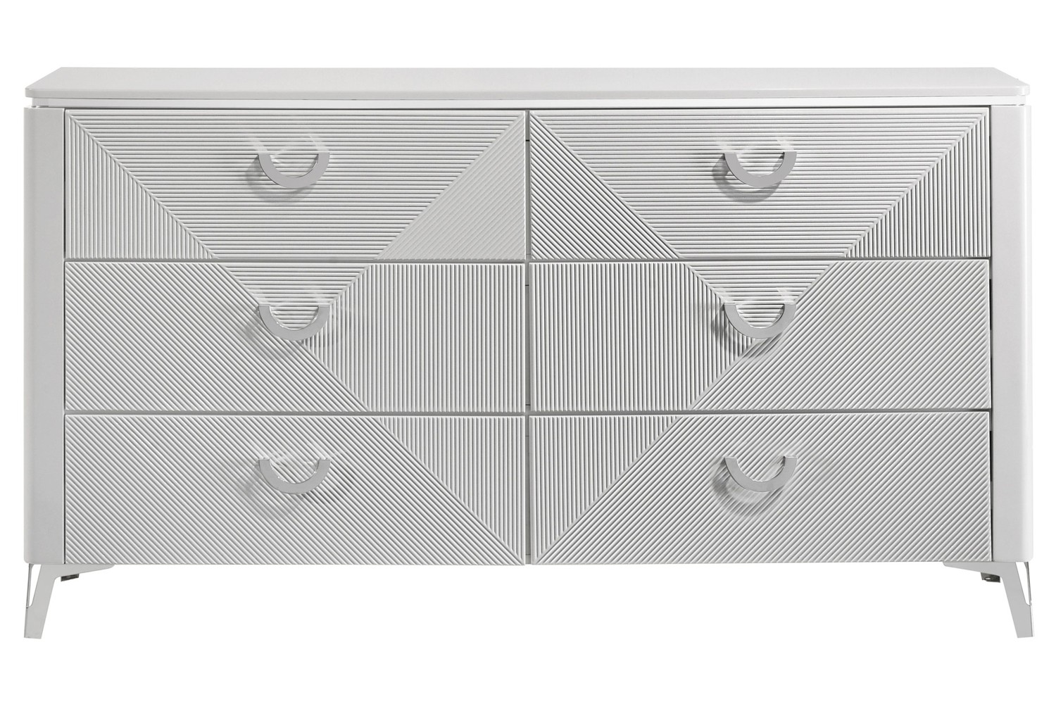 Cassia White High Gloss 6-Drawer Dresser