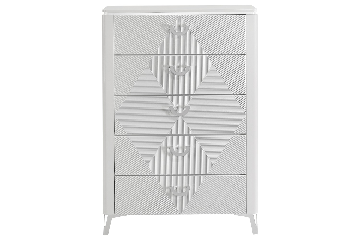 Cassia White High Gloss 5-Drawer Chest