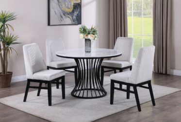 Hadley White Faux Marble 5 Piece Dining Set