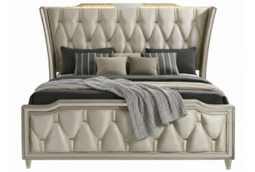 Lorient Ivory Camel King LED Upholstered Bed
