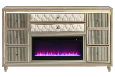 Lorient Ivory Camel 8-Drawer Flame Box Dresser