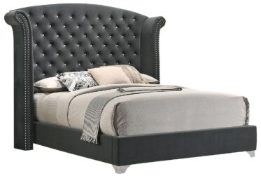 Melody Gray King Upholstered Wingback Bed