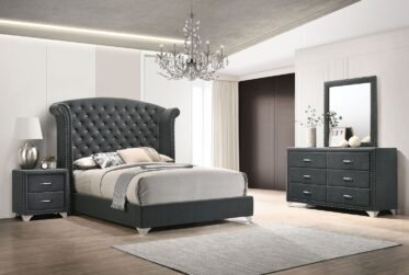 Melody Gray Queen Upholstered 4 Piece Bedroom Set