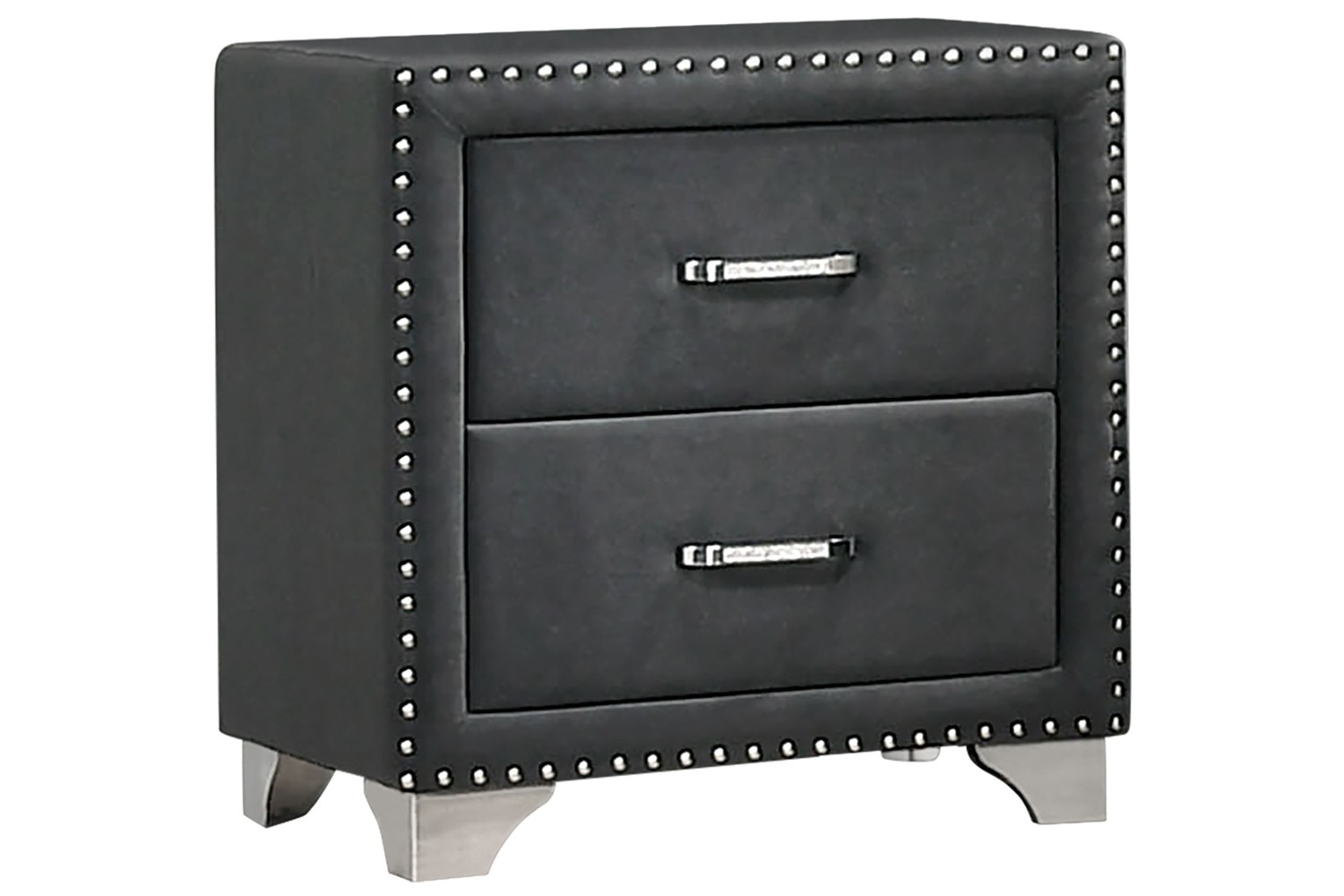 Melody Gray 2-Drawer Upholstered Nightstand