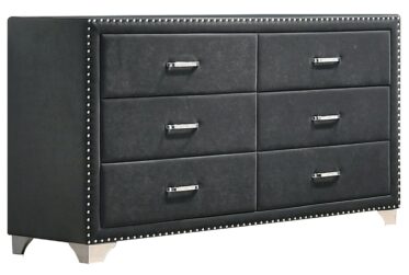 Melody Gray 6-Drawer Upholstered Dresser