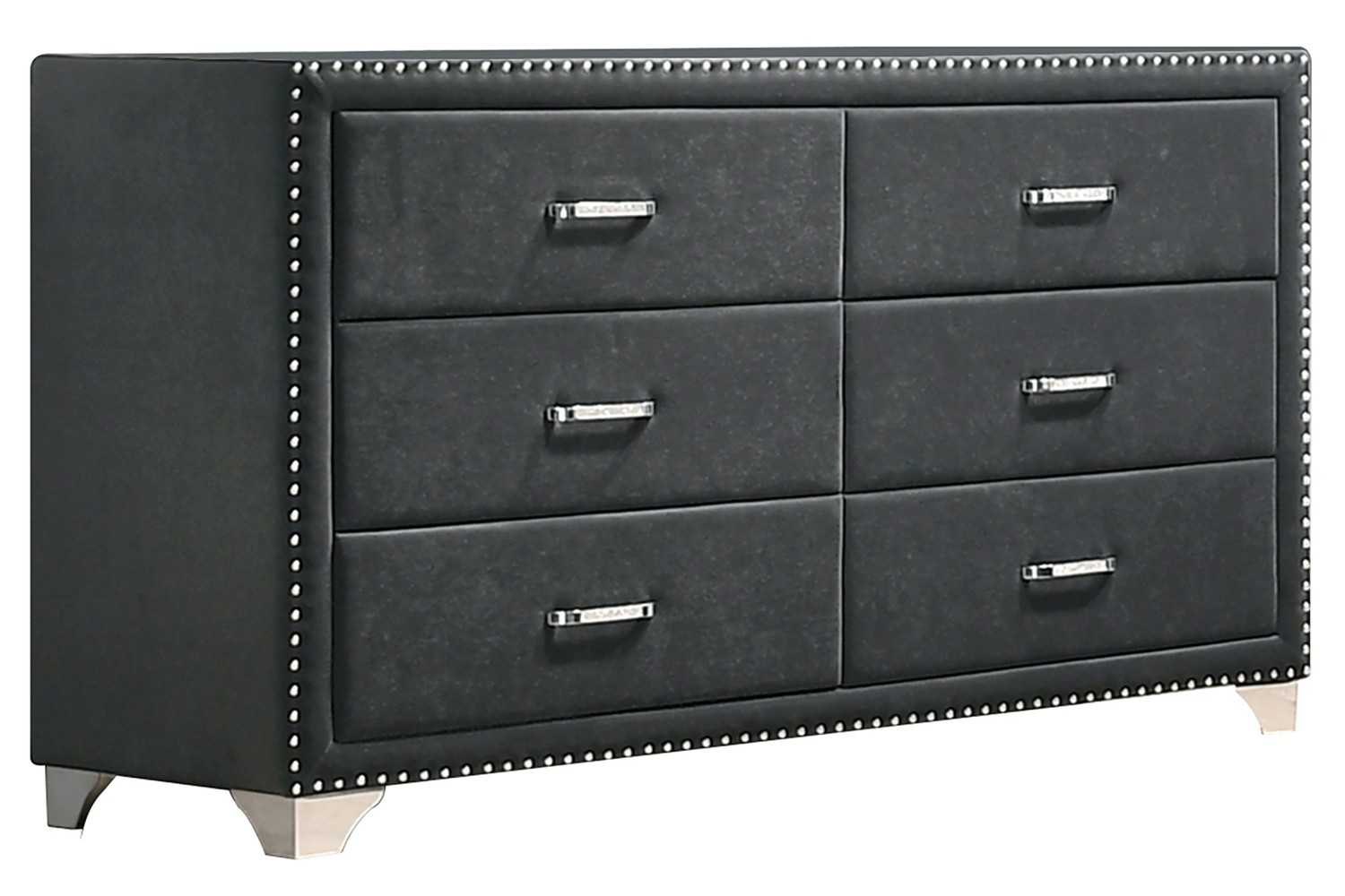 Melody Gray 6-Drawer Upholstered Dresser