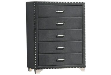 Melody Gray 5-Drawer Upholstered Chest