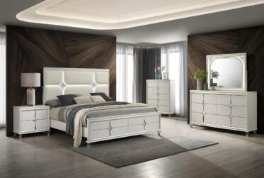 Olivia Pearl White LED King 4 Piece Bedroom Set
