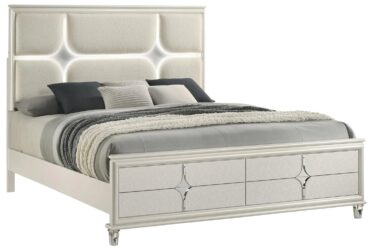 Olivia Pearl White LED Queen Bed