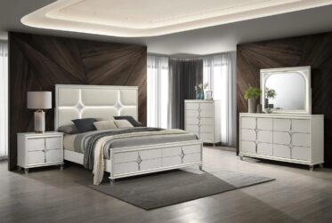 Olivia Pearl White LED Queen 4 Piece Bedroom Set
