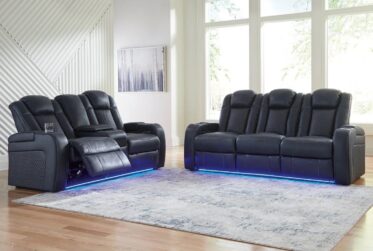 Fyne-Dyme Sapphire Power Reclining 2 Piece Sofa & Loveseat Set