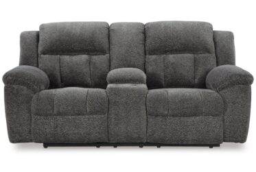 Frohn Graphite Reclining Loveseat With Console