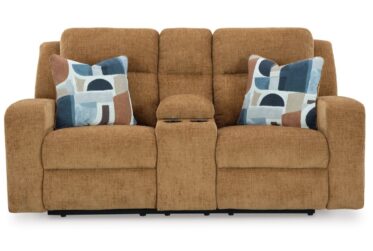 Kanlow Honey Reclining Loveseat With Console