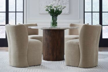 Kaleidoscope Marble Round Pedestal 4 Piece Dining Set