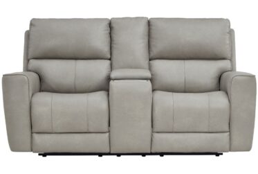 Laredo Cement Leather Power Reclining Loveseat By Leather Italia