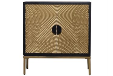 Bronze Wood Geometric 2-Door Cabinet