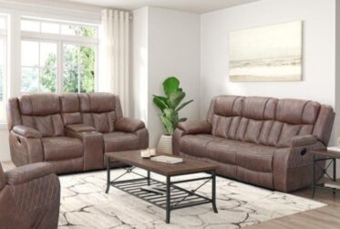 Lux Brown 2 Piece Sofa & Loveseat Set