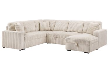 Devonshire Camel 3-Piece Sleeper Sectional With Right Chaise