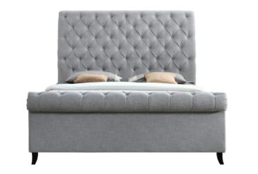 Kate Gray Queen Platform Sleigh Upholstered Bed