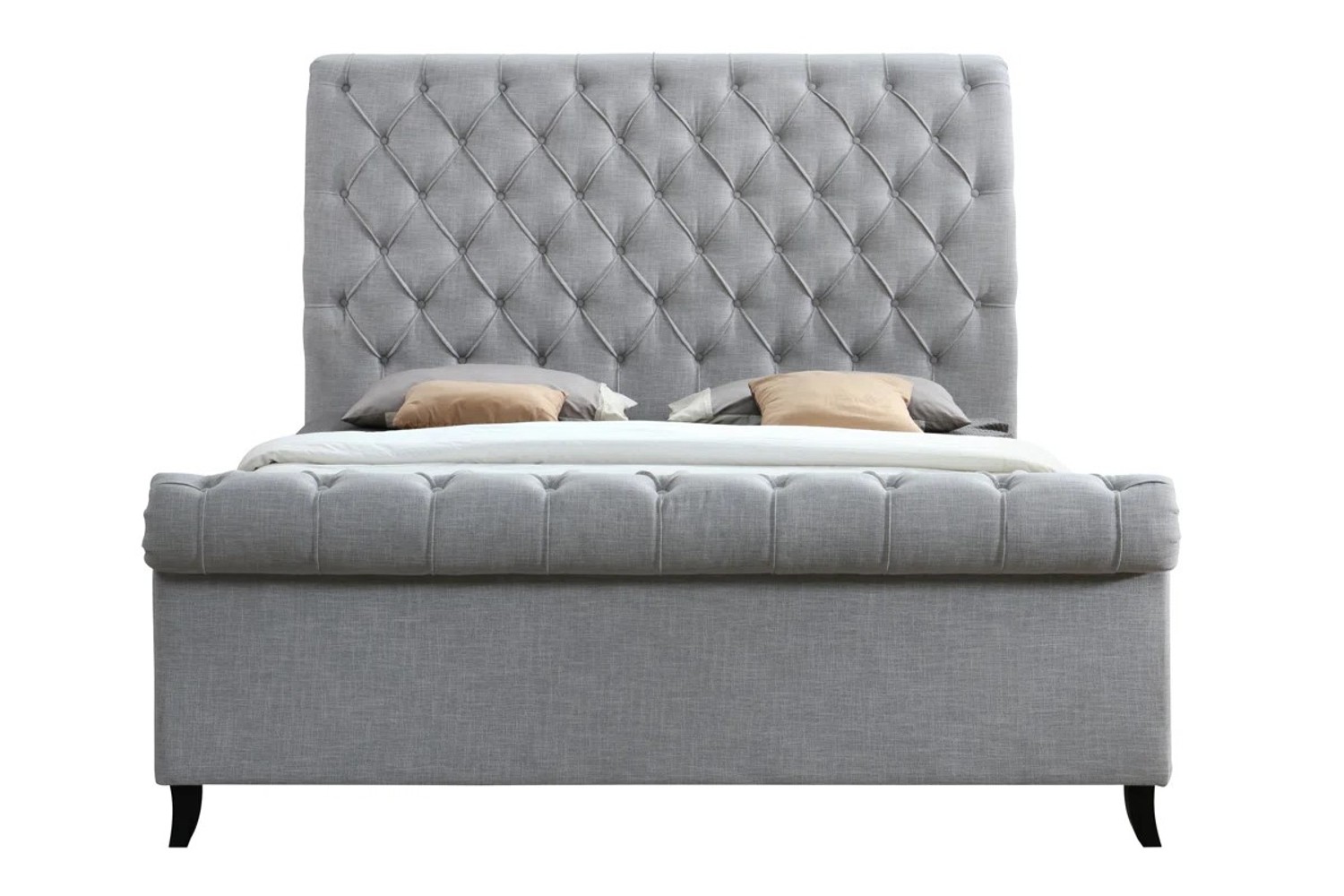 Kate Gray Queen Platform Sleigh Upholstered Bed