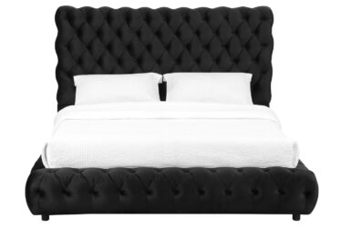 Flory Black Queen Upholstered Bed