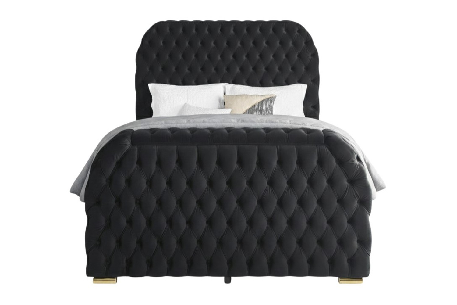 Natalia Black King Upholstered Bed With Fireplace And TV Lift