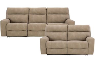 Next-Gen Durapella Sand Power Reclining 2 Piece Sofa & Loveseat Set