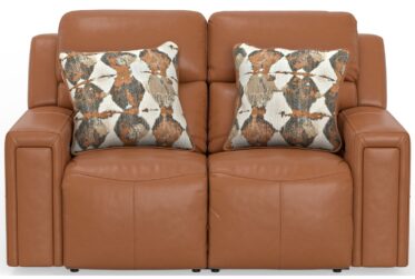 Arezzo Whiskey Leather Power Loveseat