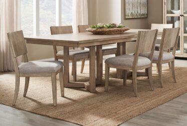 Proximity Place Barley Buff Rectangular Pedestal 7 Piece Dining Set