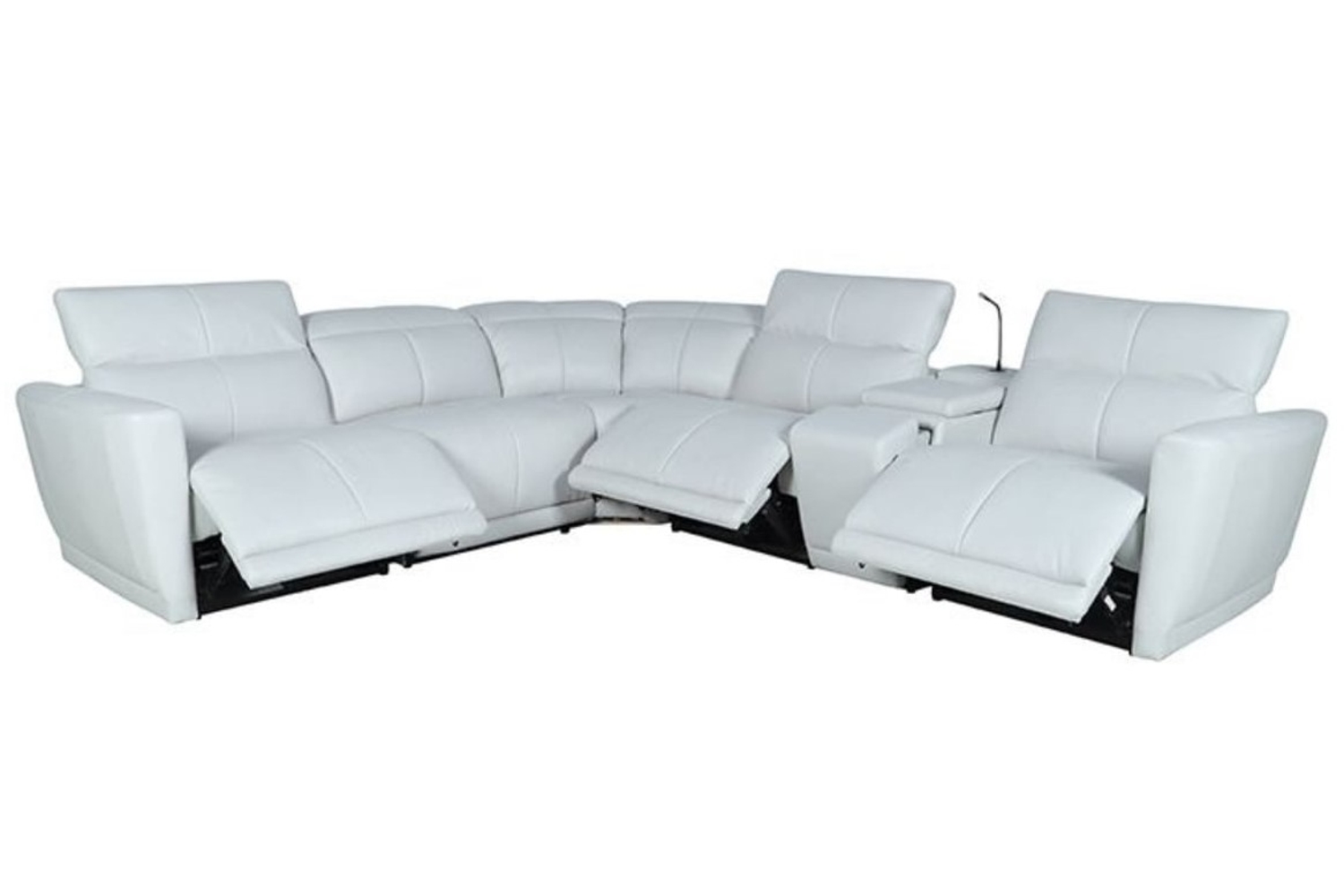 9005 Fog Leather 6-Piece Power Reclining Sectional - Georgia