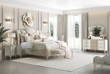 La Marisia Champagne King Upholstered 5 Piece Bedroom Set By Michael Amini