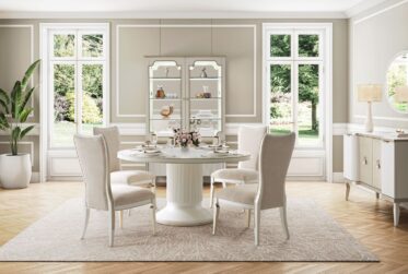 La Marisia Champagne & Pearl Round 7 Piece Dining Set By Michael Amini