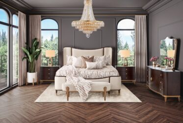 Camellia Field Warm Pecan 4 Piece King Bedroom Set By Michael Amini