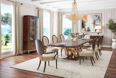 Camellia Field Warm Pecan Rectangle 7 Piece Dining Set By Michael Amini