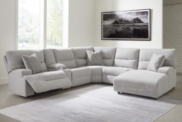 Acklen Place Pewter 6-Piece Power Reclining Sectional With Right Chaise
