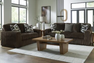 Midnight-Madness Chocolate 2 Piece Sofa & Loveseat Set