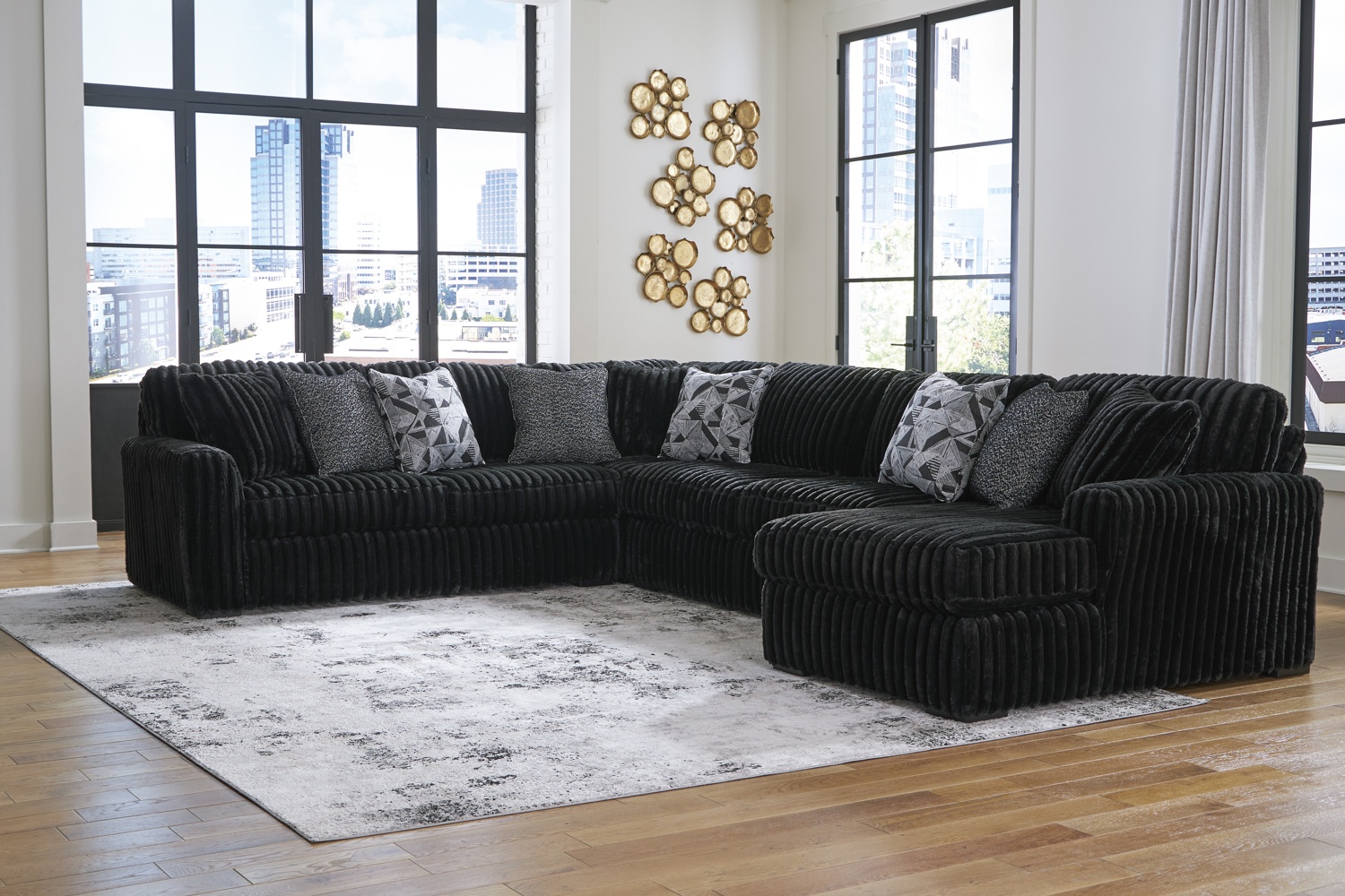 Midnight-Madness 4-Piece Sectional With Right Chaise - Georgia