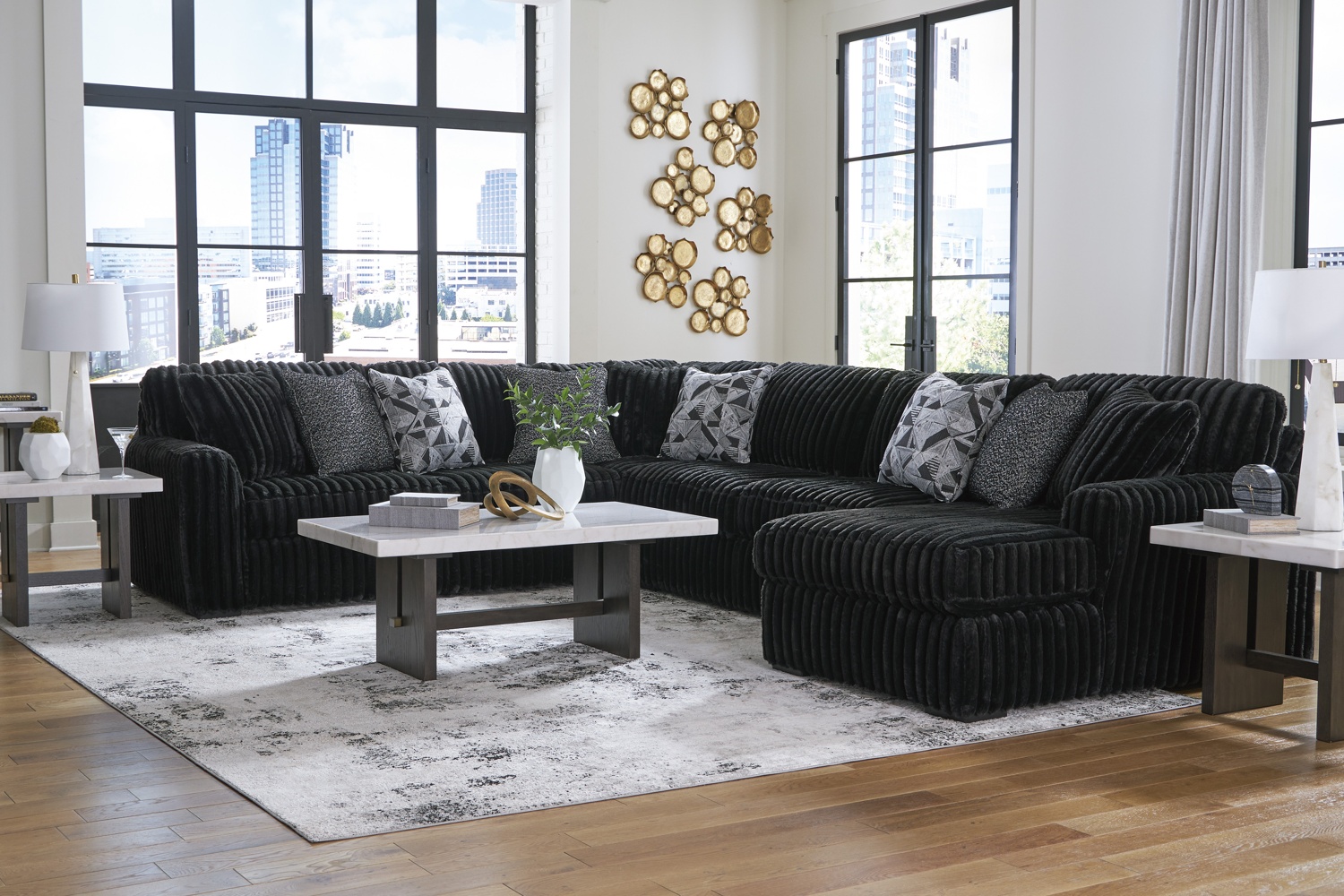 Midnight-Madness 4-Piece Sectional With Right Chaise - Georgia
