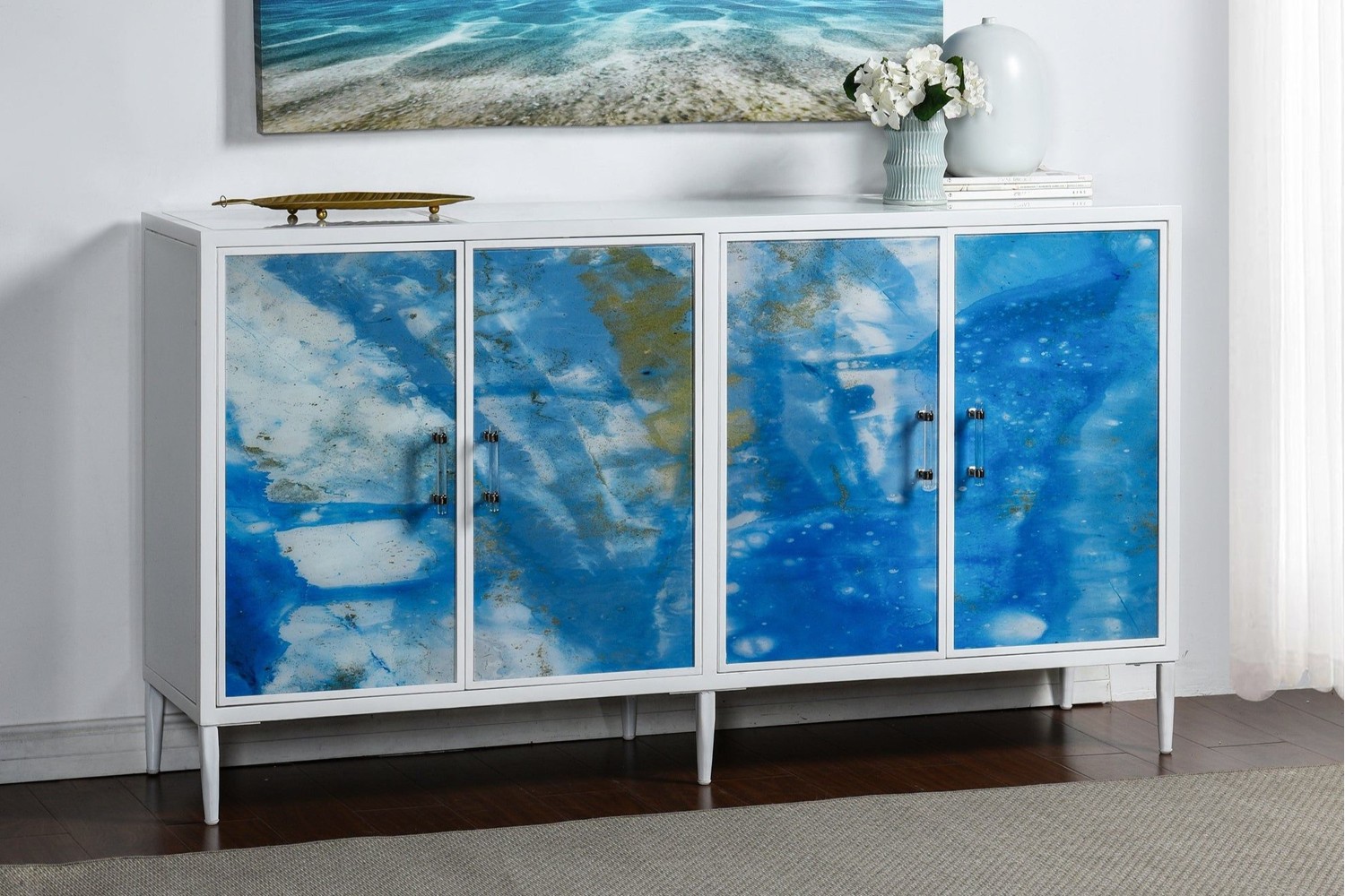 Austin Allen James Ocean Blue 4 Door Credenza - Georgia Furniture Mart