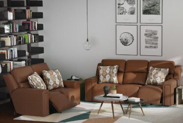 Arezzo Whiskey Leather 2 Piece Power Sofa & Loveseat Set