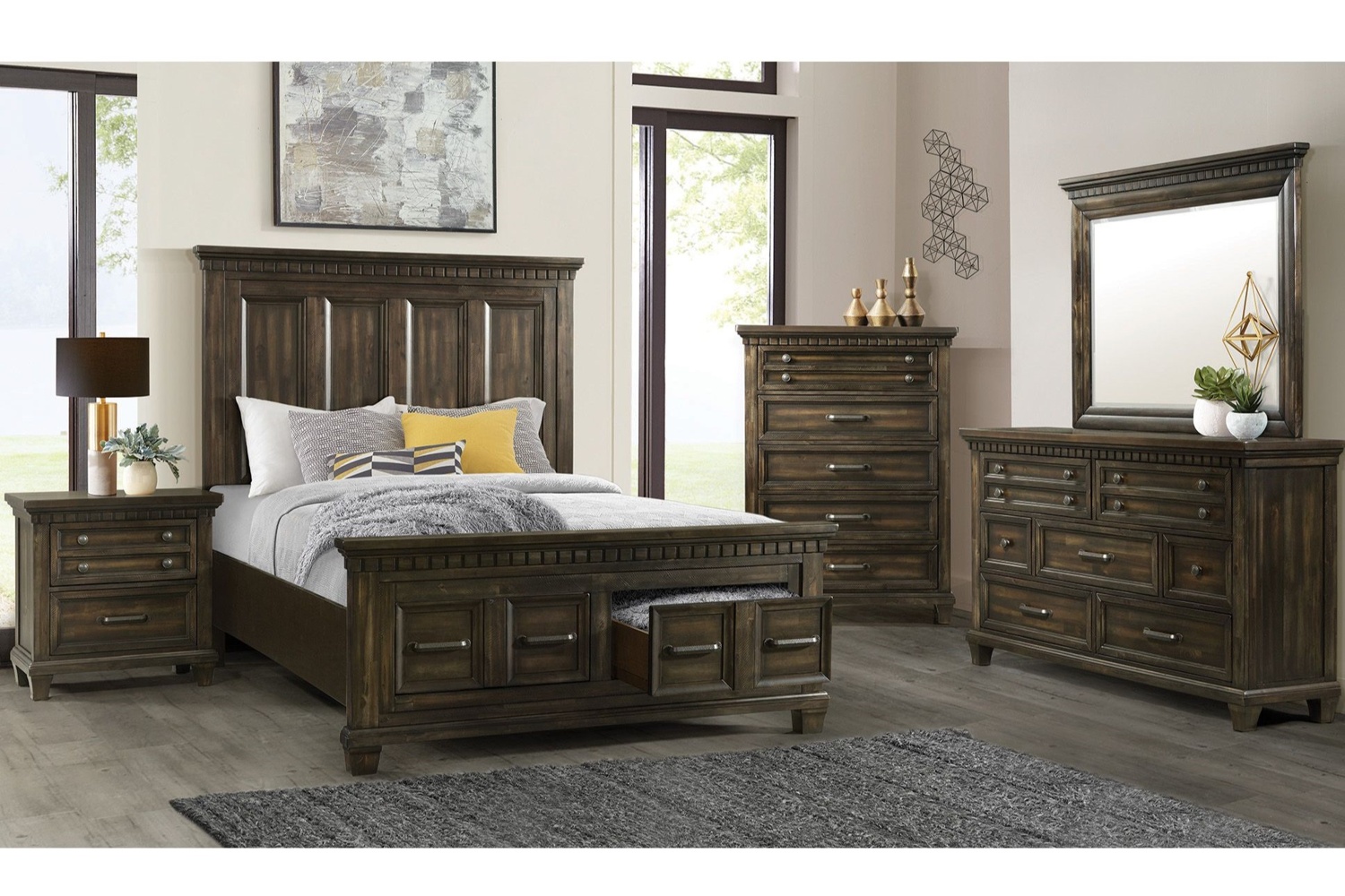 McCoy Charcoal Queen Storage 5 Piece Bedroom Set