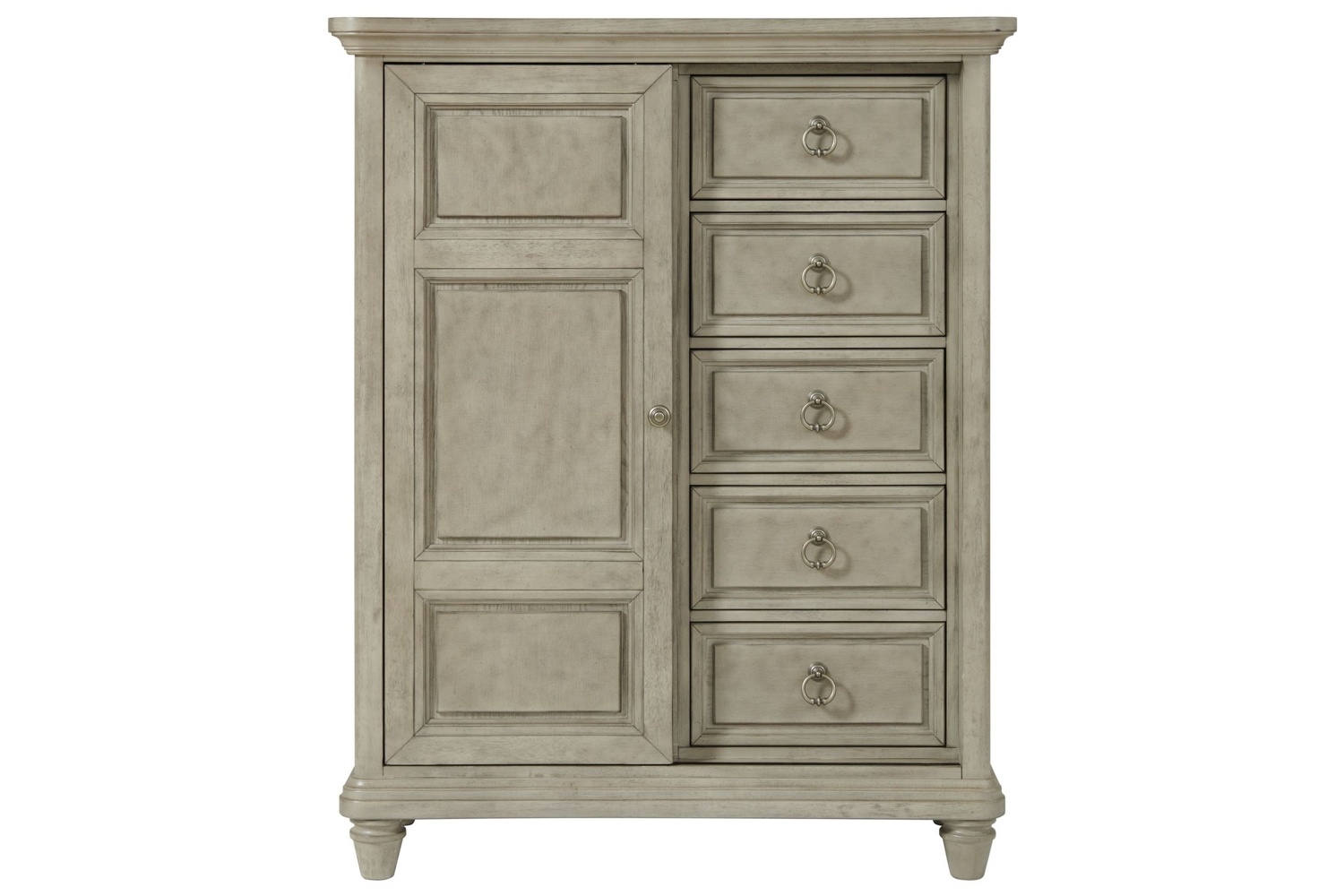 Whit-Ash Light Gray 5-Drawer Door Chest