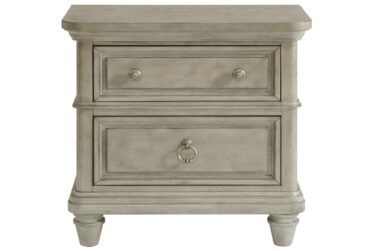 Whit-Ash Light Gray 2-Drawer Nightstand With USB