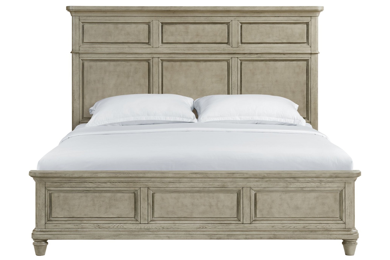Whit-Ash Light Gray King Panel Bed